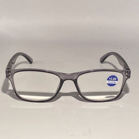 1445 Helen Reading Glasses 3.0 Readers Bluelight Filter Gray Frame NWT